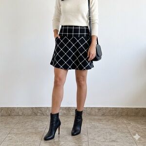 Black Windowpane Skater Skirt - Women San Francisco